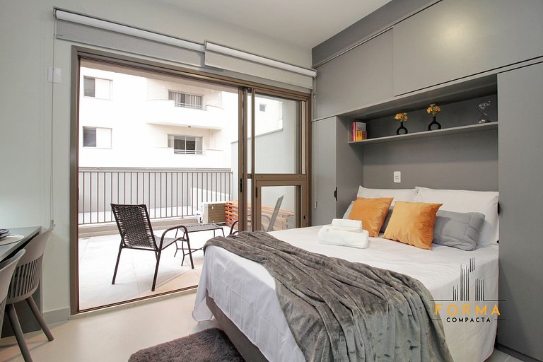 M107 Studio c/ varanda espaçosa | Tatuapé