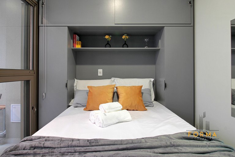 M107 Studio c/ varanda espaçosa | Tatuapé