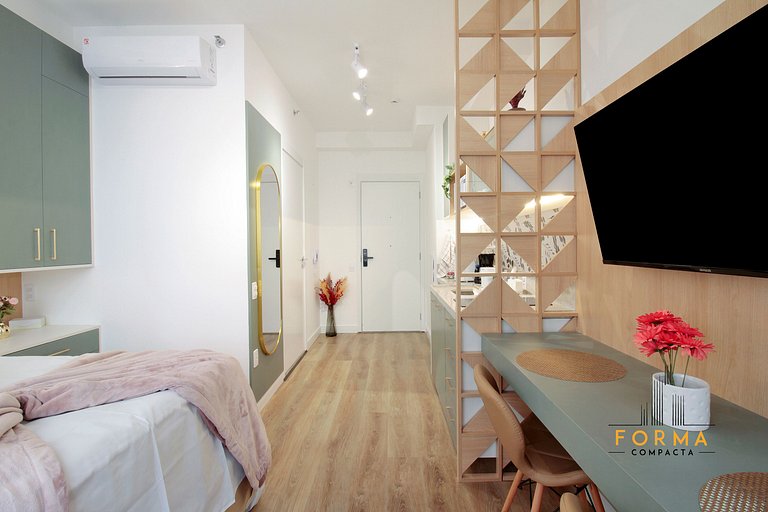 M807 Studio c/ Varanda e Vista Aberta | Tatuapé