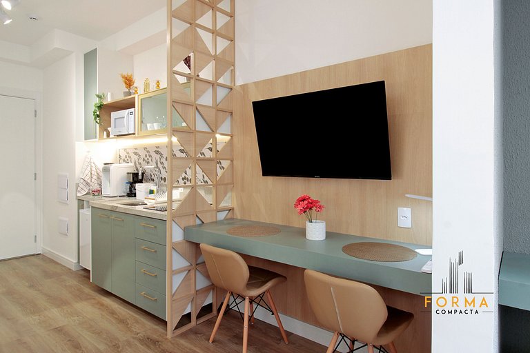 M807 Studio c/ Varanda e Vista Aberta | Tatuapé