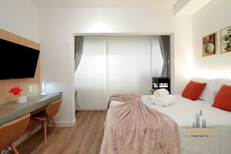 M807 Studio c/ Varanda e Vista Aberta | Tatuapé