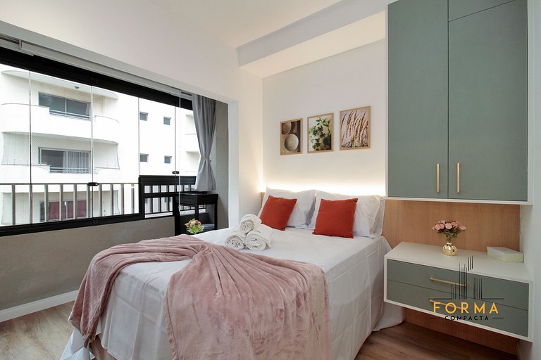 M807 Studio c/ Varanda e Vista Aberta | Tatuapé